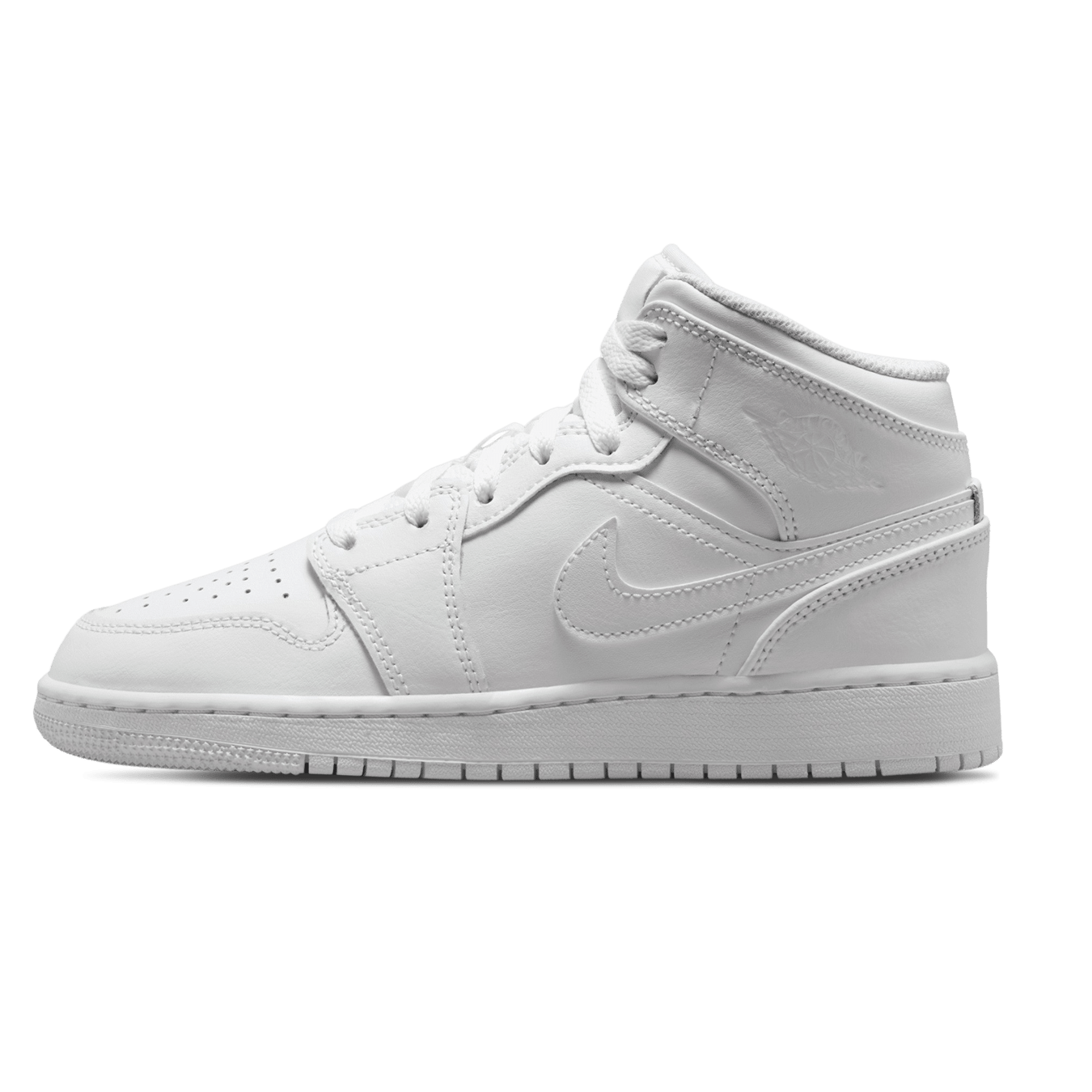 Air Jordan 1 Mid GS 'Triple White' 2023 — UK 13.5 | EU 32 | US 1Y — Front View