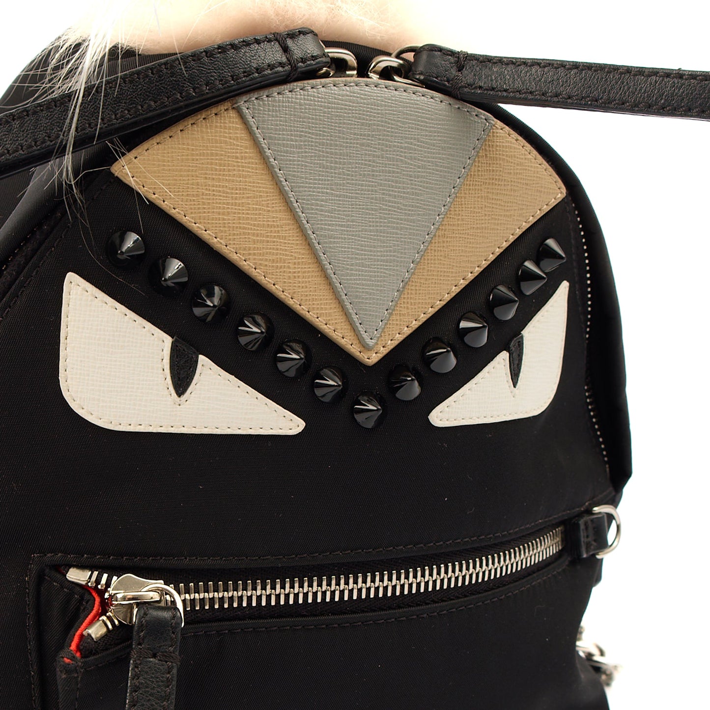 Fendi Mini Backpack Monster Backpack in Black, Fabric — Side View