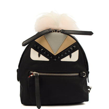 Fendi Mini Backpack Monster Backpack in Black, Fabric — Front View