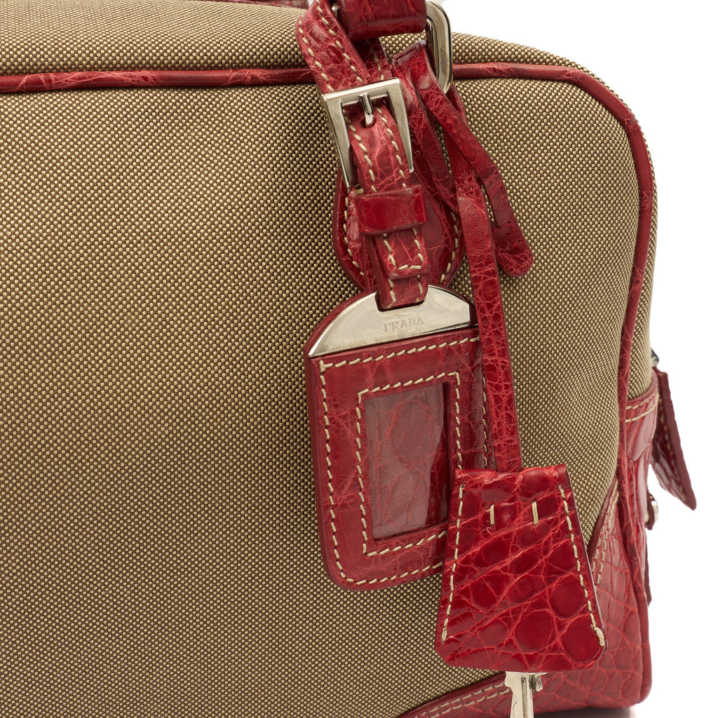 Prada Shoulder Bag Shoulder Bag in Red, Fabric — Side View