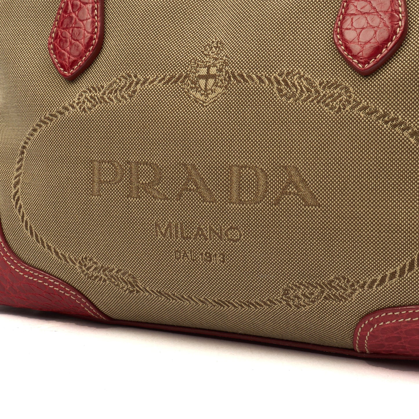 Prada Shoulder Bag Shoulder Bag in Red, Fabric — Lifestyle View