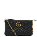 Gucci Cross Body Marmont Mini Chain Bag in Black, Leather — Front View