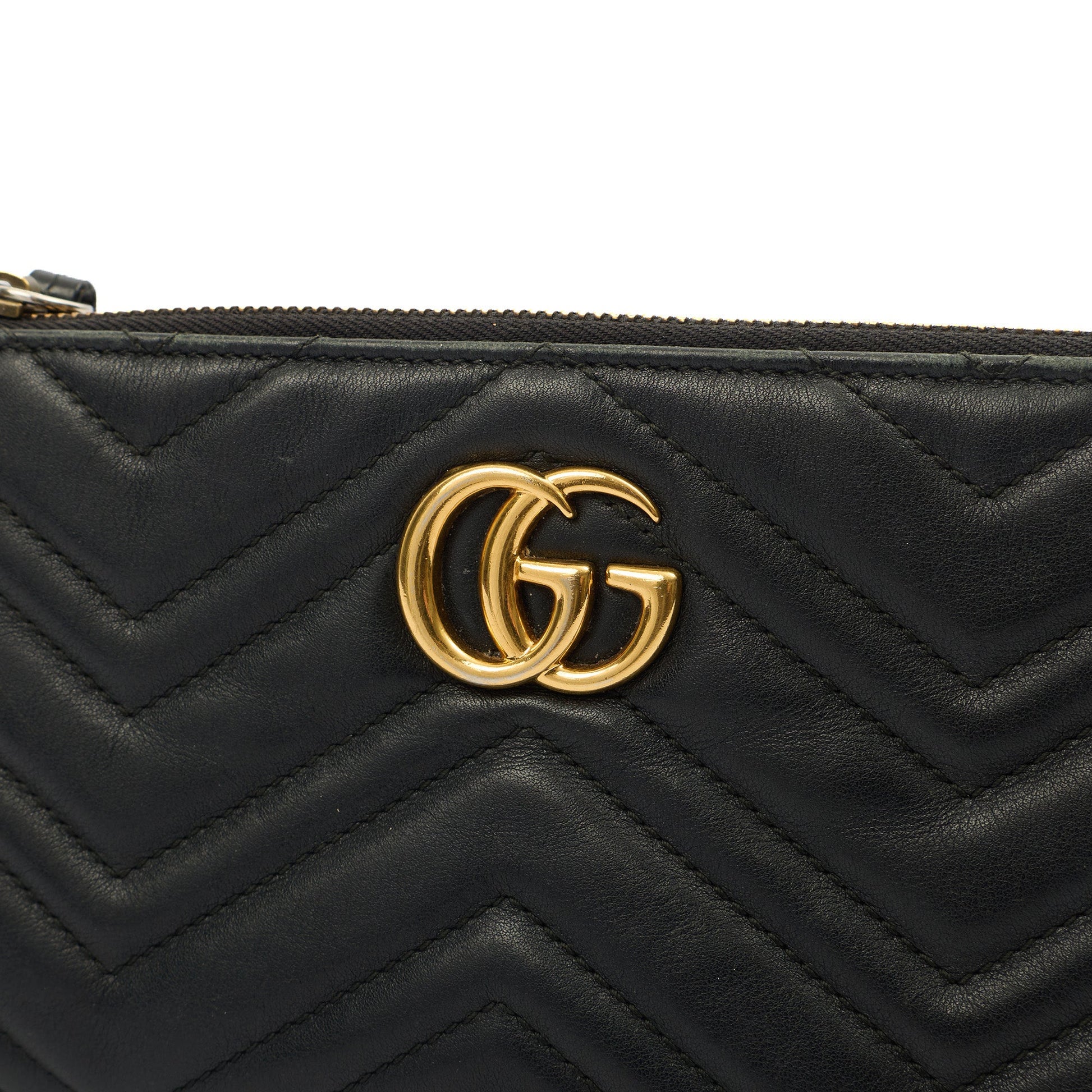 Gucci Cross Body Marmont Mini Chain Bag in Black, Leather — Lifestyle View