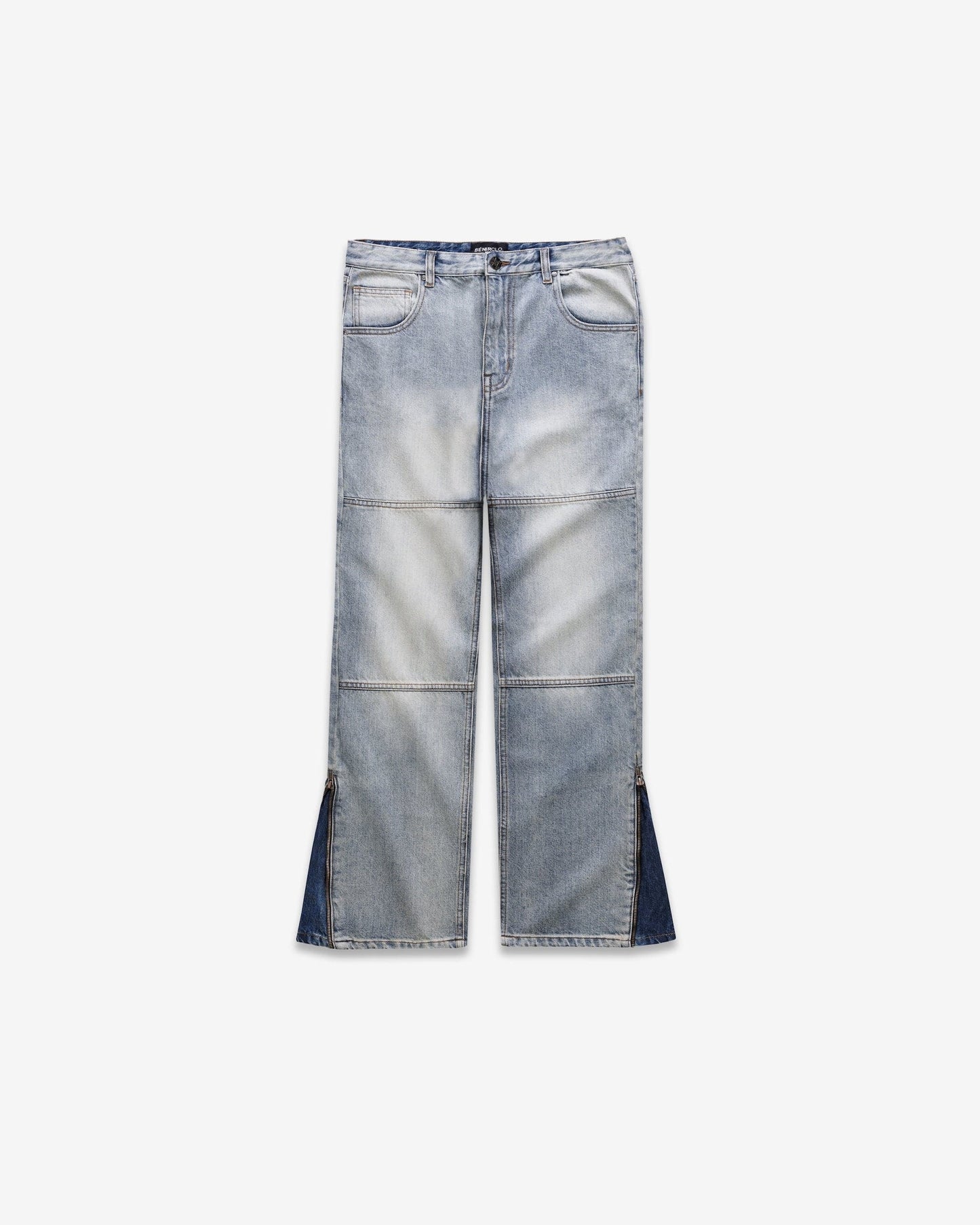 Benir Clothing Zip Flare Denim - Sky Blue — 28 — Front View