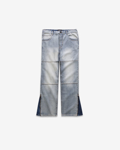 Benir Clothing Zip Flare Denim - Sky Blue — 28 — Front View