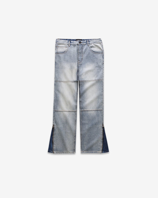 Benir Clothing Zip Flare Denim - Sky Blue — 28 — Front View