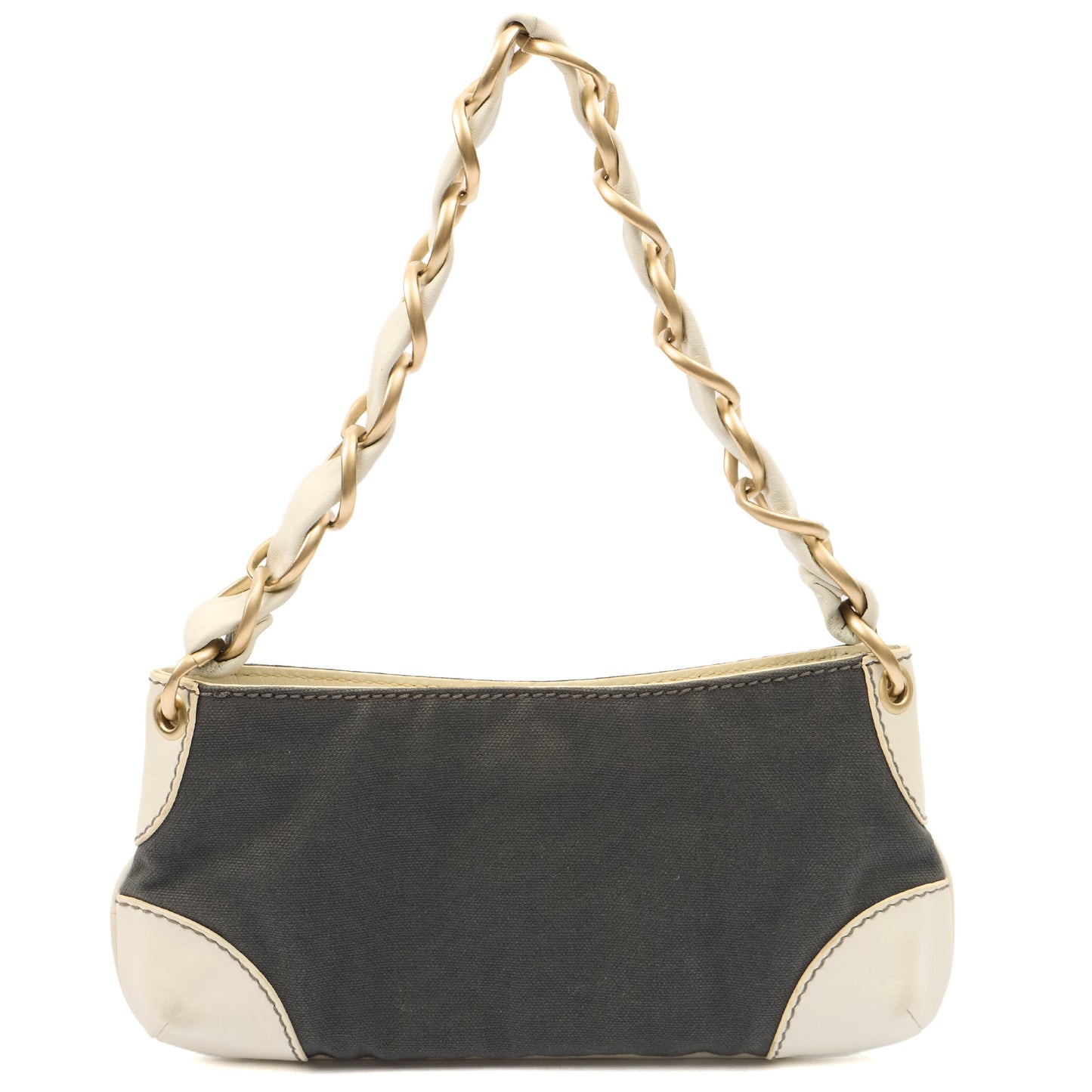 Chanel Shoulder Bag Vintage Shoulder Bag in Grey, Fabric — Back View