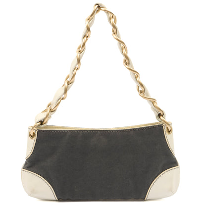 Chanel Shoulder Bag Vintage Shoulder Bag in Grey, Fabric — Back View
