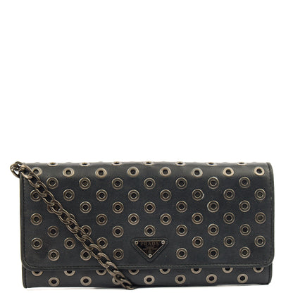 Prada Cross Body Wallet On Chain in Black, Calfskin — Alternate View 9