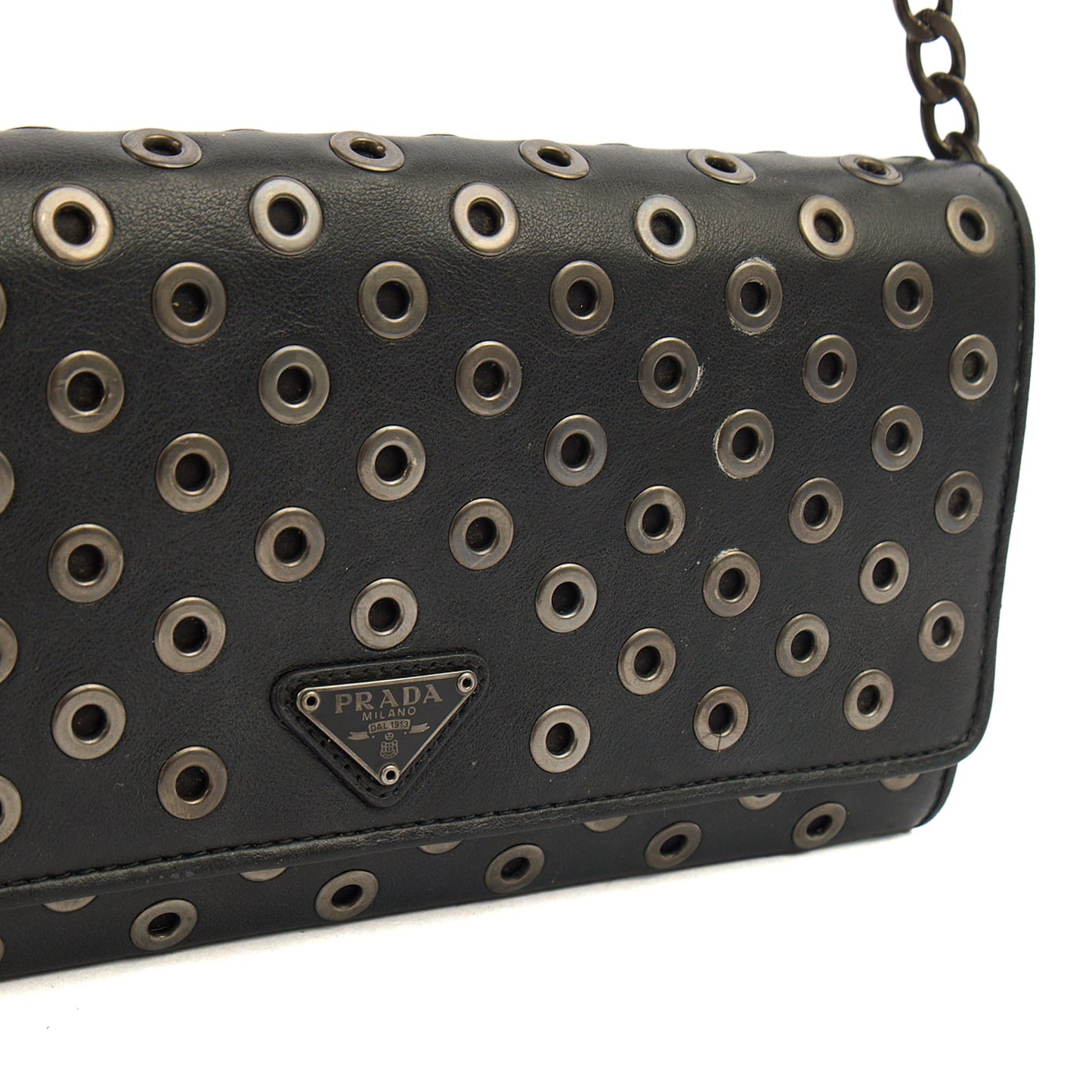 Prada Cross Body Wallet On Chain in Black, Calfskin — Alternate View 14