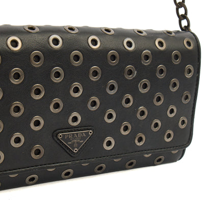 Prada Cross Body Wallet On Chain in Black, Calfskin — Alternate View 14