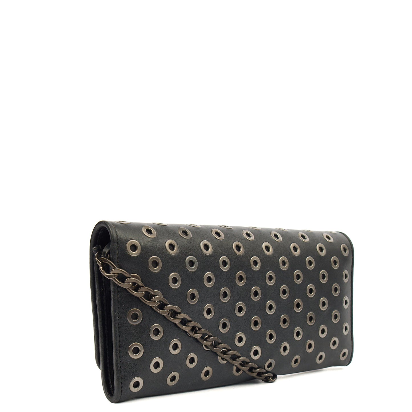 Prada Cross Body Wallet On Chain in Black, Calfskin — Top View