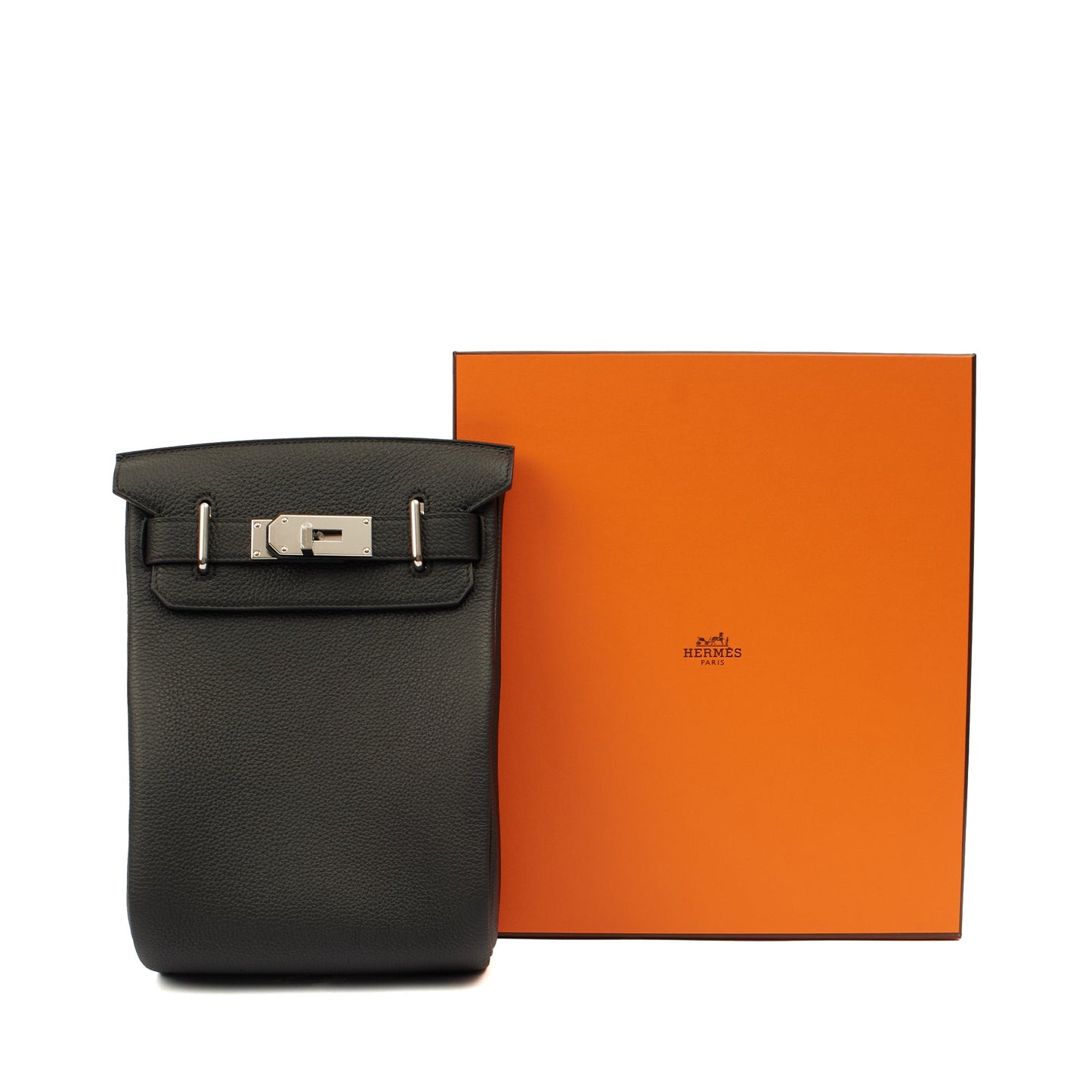 Hermes Cross Body Hac a Dos PM in Black, Togo Leather — Lifestyle View