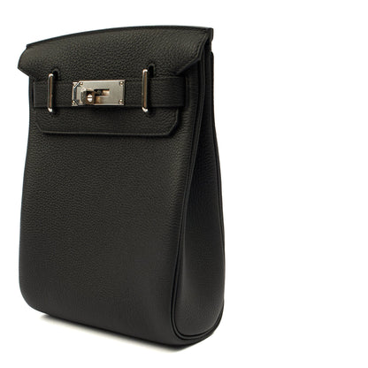 Hermes Cross Body Hac a Dos PM in Black, Togo Leather — Detail View