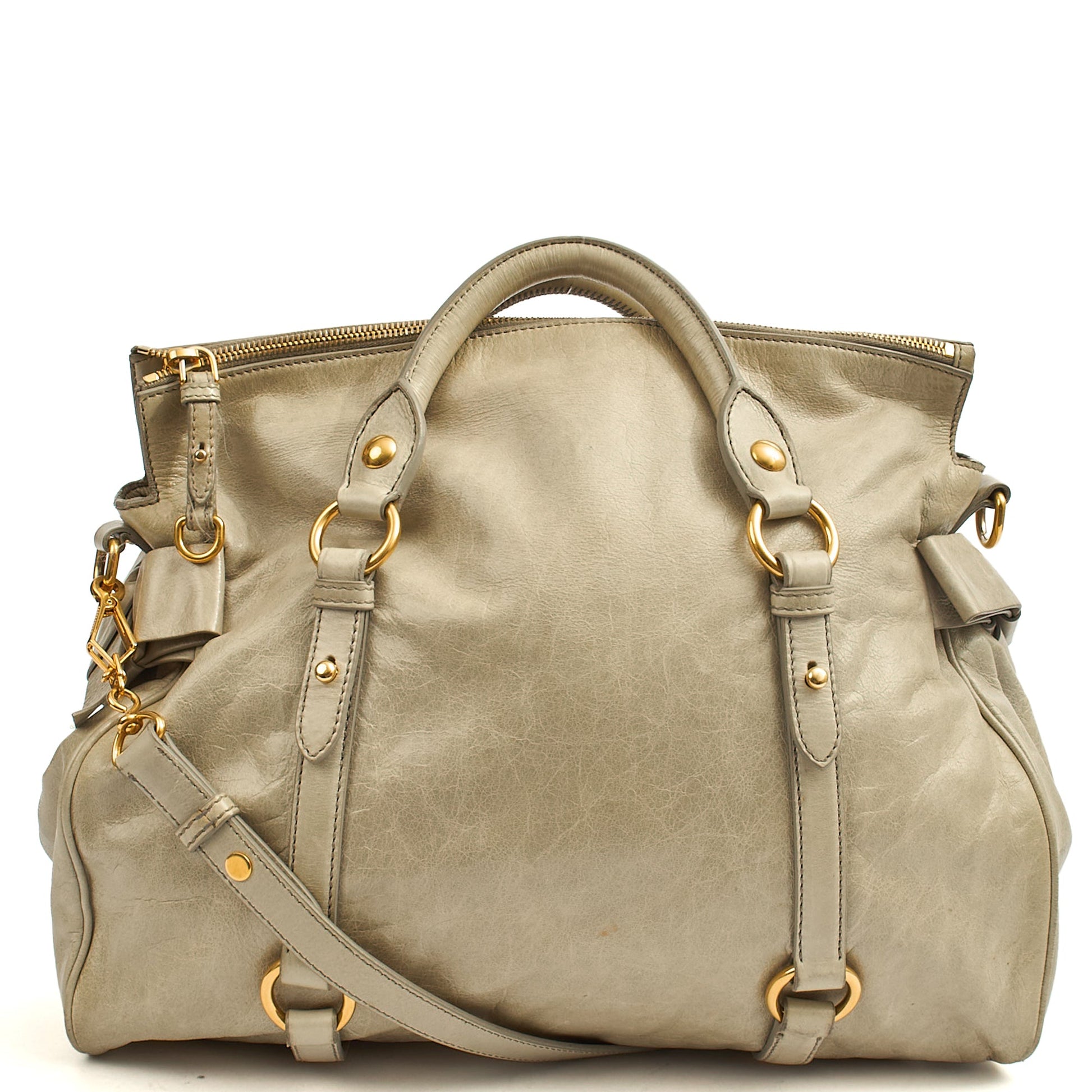 Miu Miu Tote in Grey, Exotic Effect Leather — Detail View