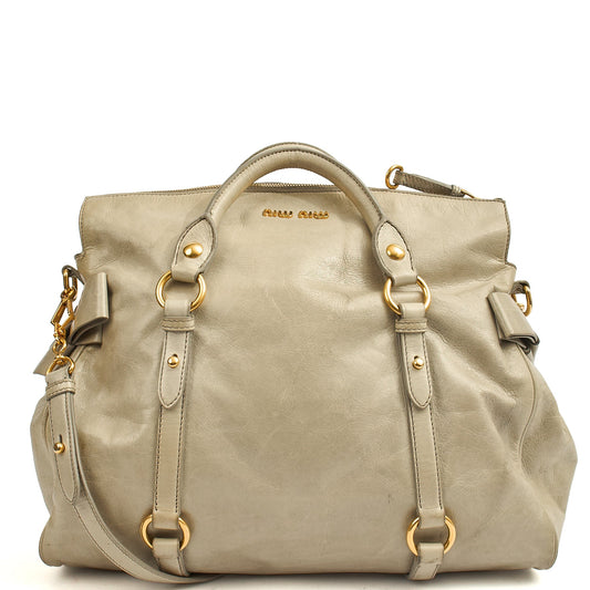 Miu Miu Tote in Grey, Exotic Effect Leather — Front View