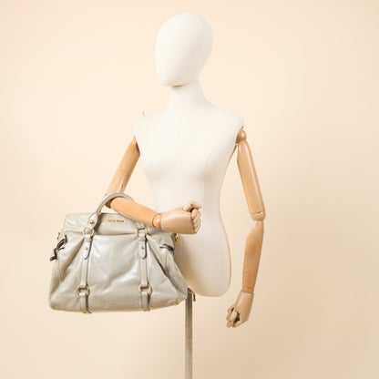 Miu Miu Tote in Grey, Exotic Effect Leather — Back View