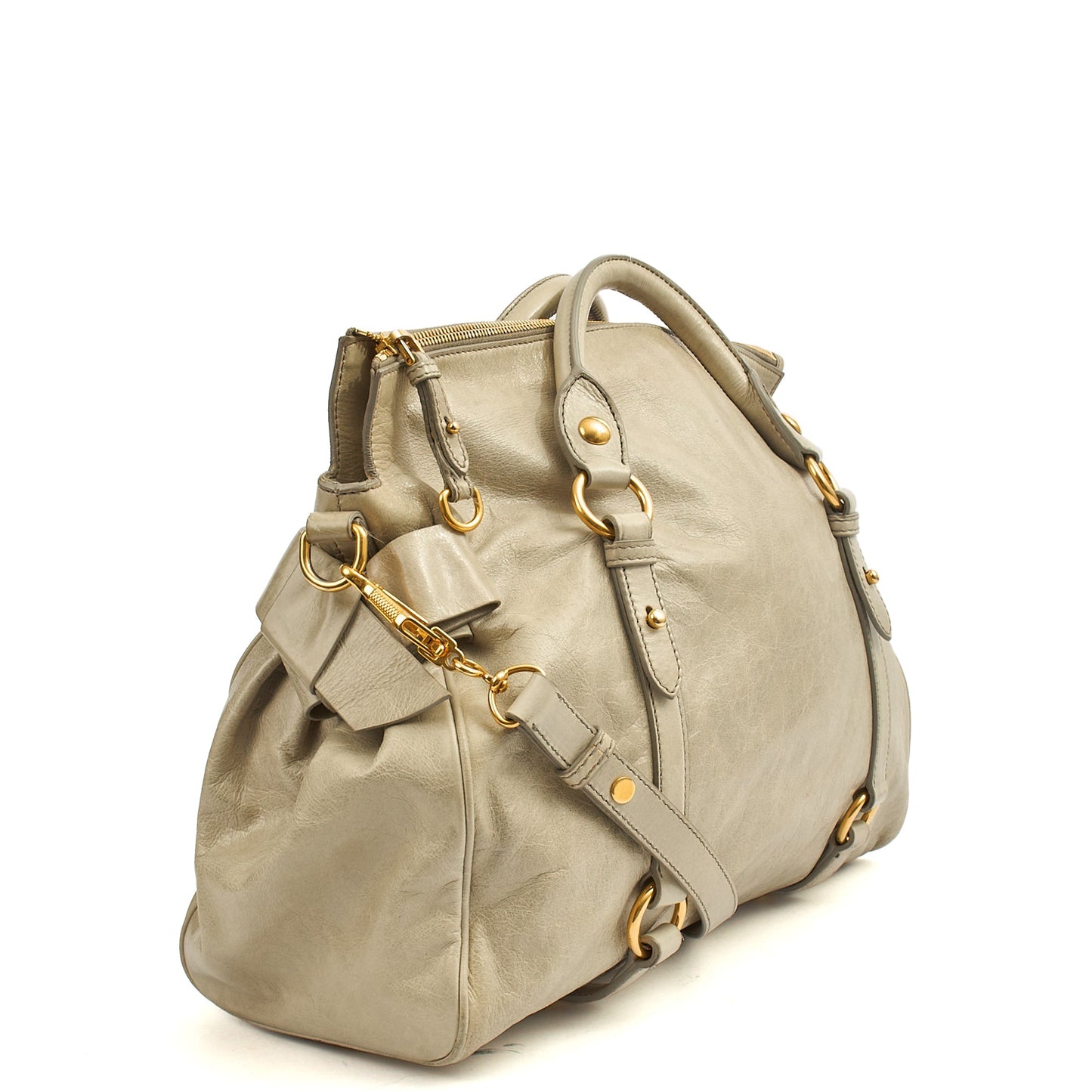 Miu Miu Tote in Grey, Exotic Effect Leather — Top View