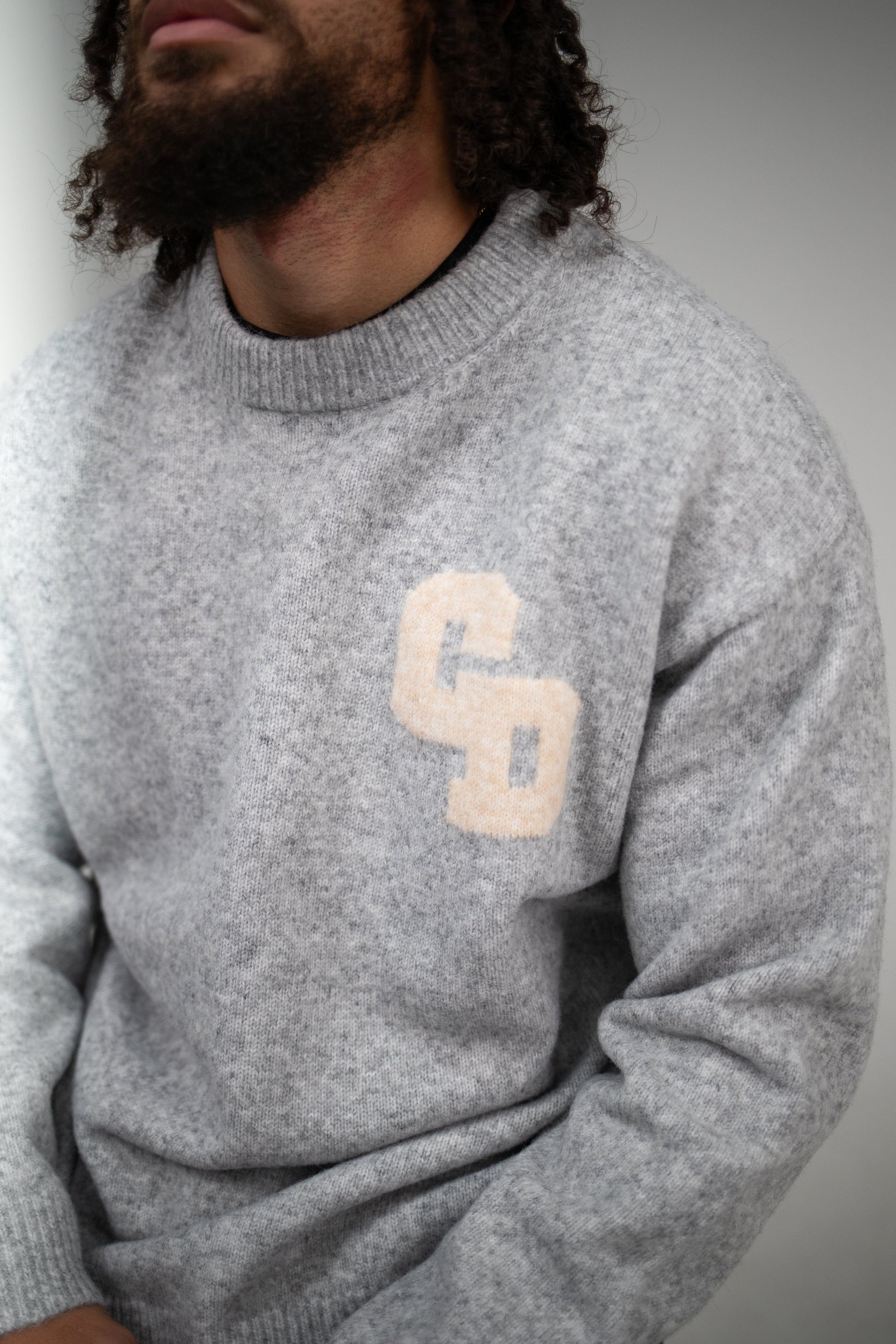 Cardair CD Logo Knit Sweater - Grey — S — Top View