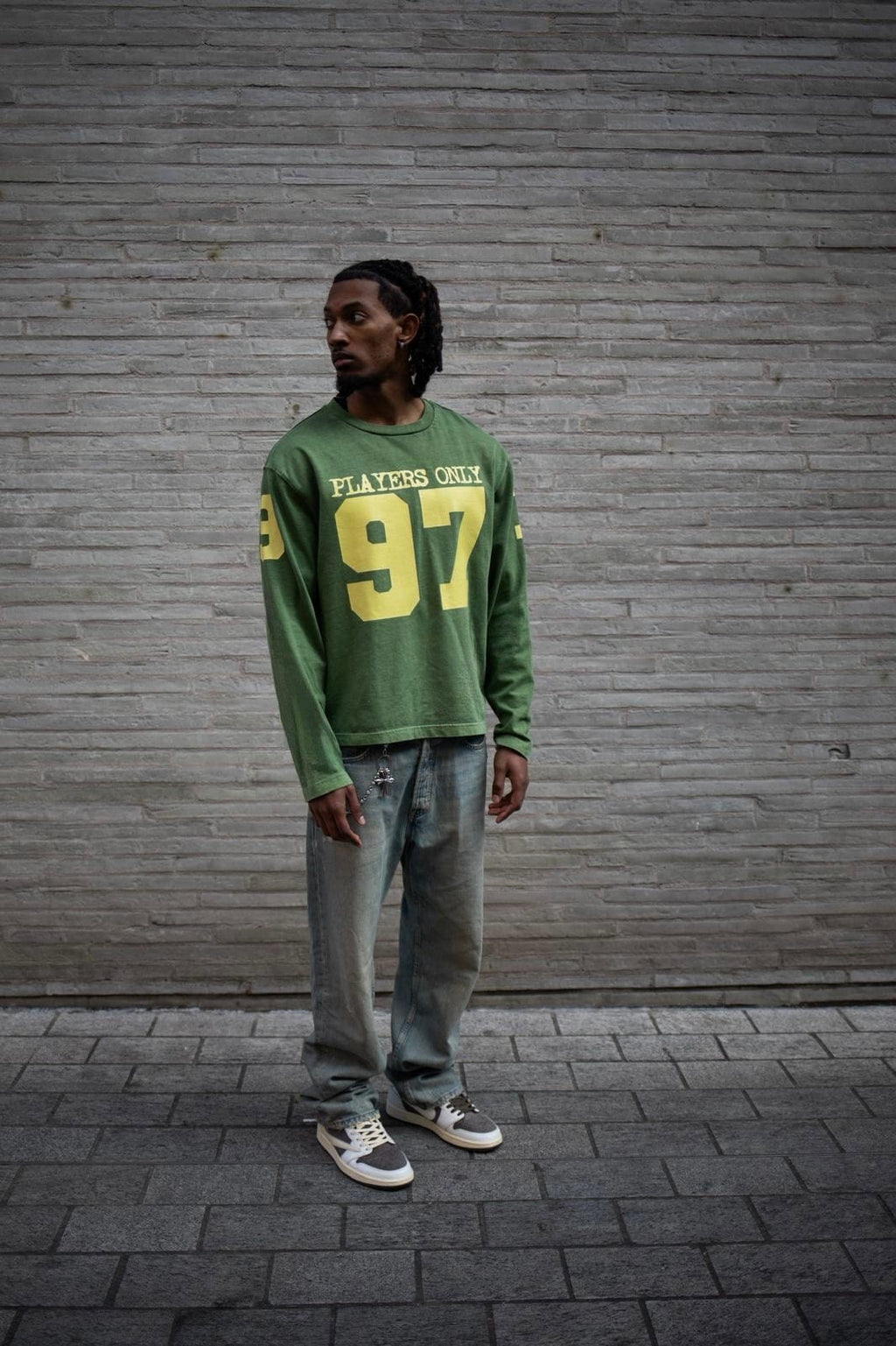 PLAYERS ONLY WASHED GREEN JERSEY LONG SLEEVE — Small — Side View