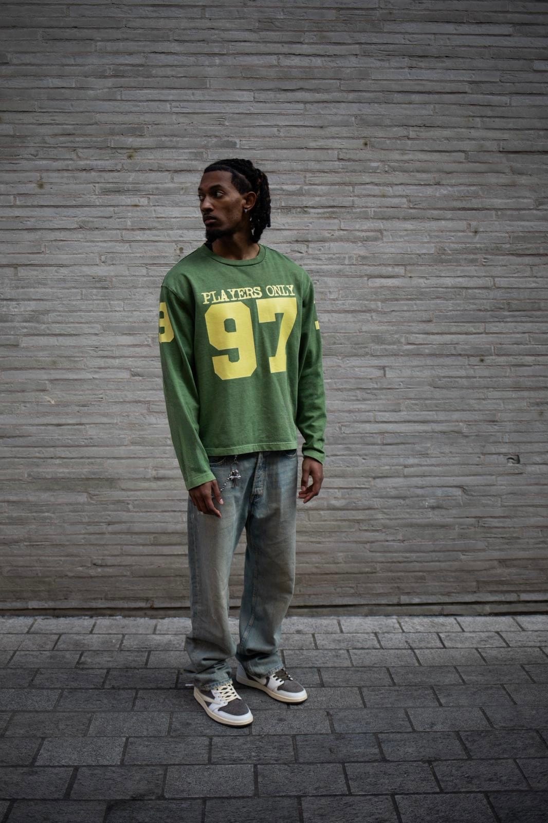 PLAYERS ONLY WASHED GREEN JERSEY LONG SLEEVE — Small — Side View