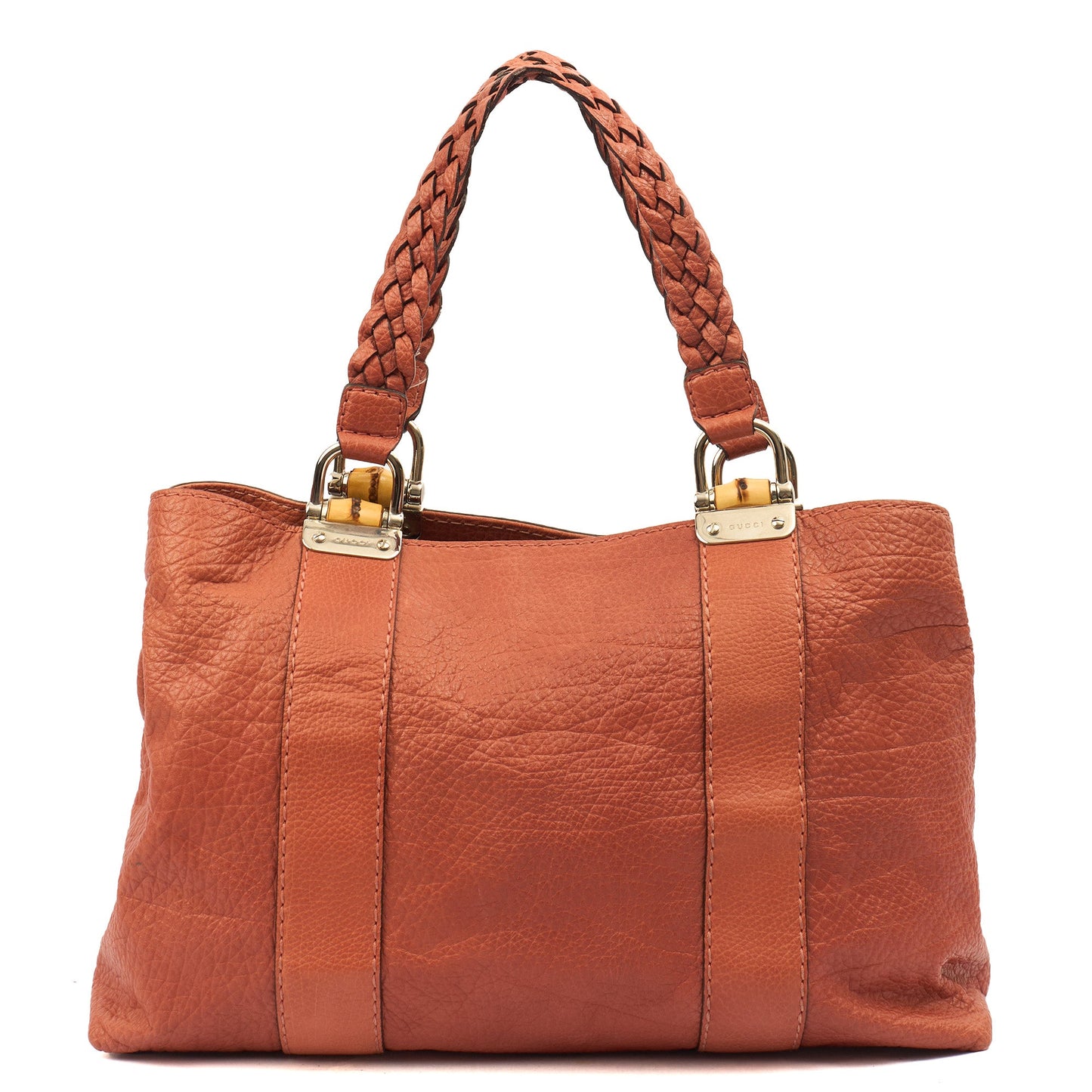 Gucci Tote Vintage Bamboo  in Orange, Leather — Front View