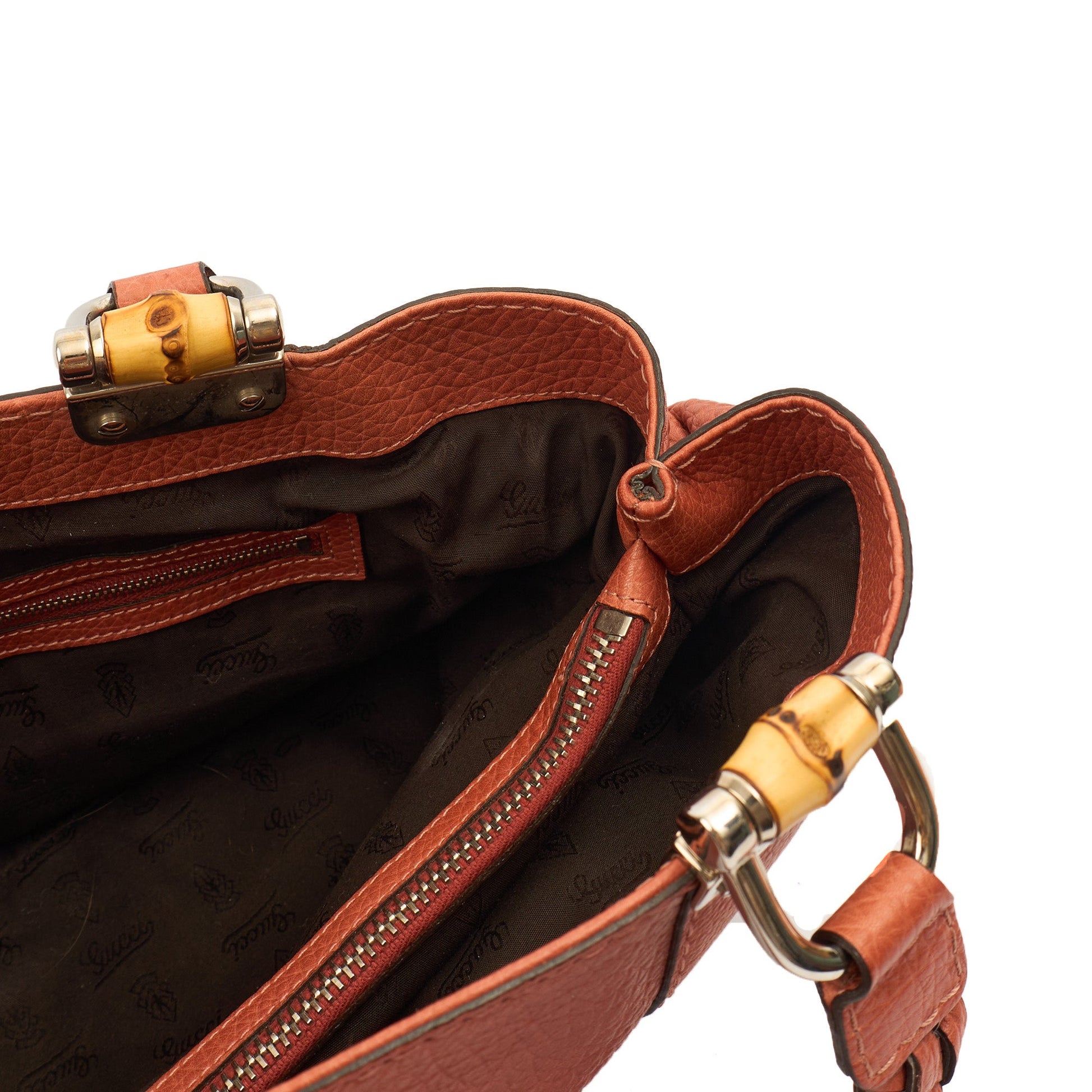 Gucci Tote Vintage Bamboo  in Orange, Leather — Alternate View 7