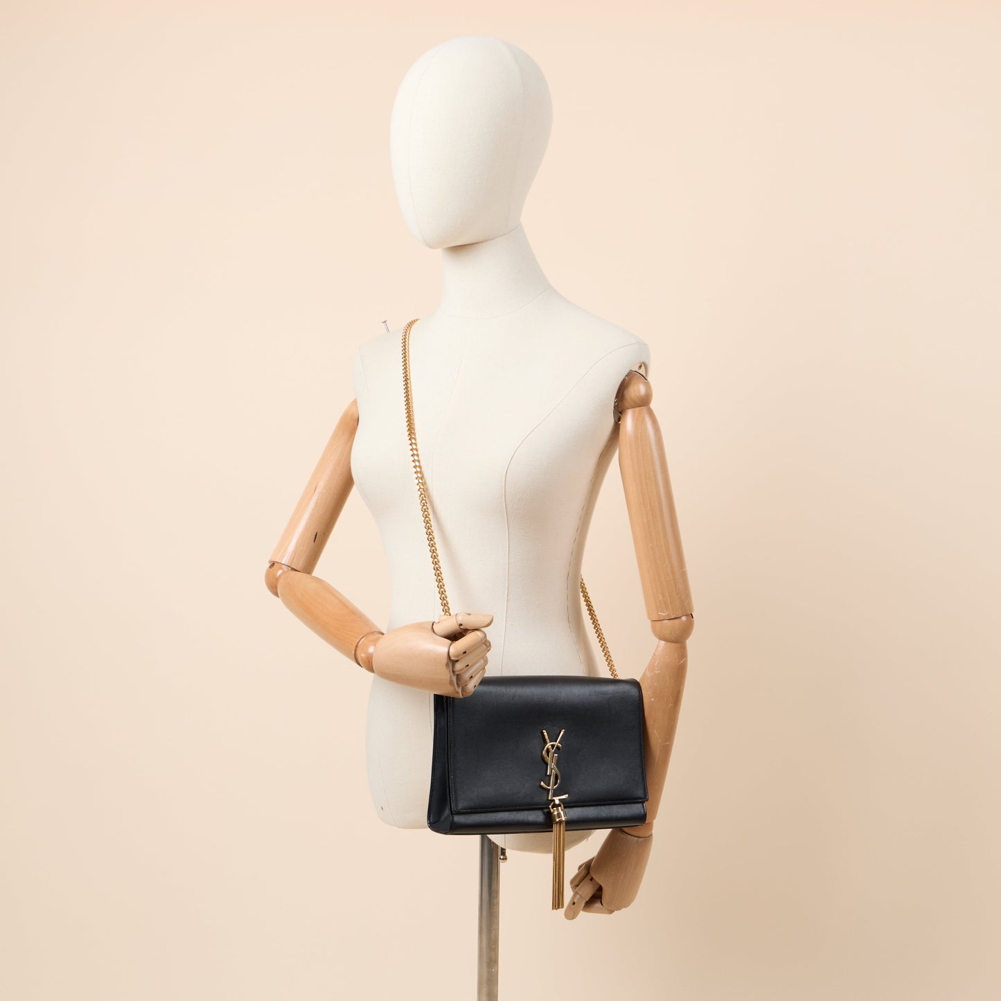Saint Laurent Cross Body Kate Medium Tassle in Black, Calfskin Leather — Alternate View 7
