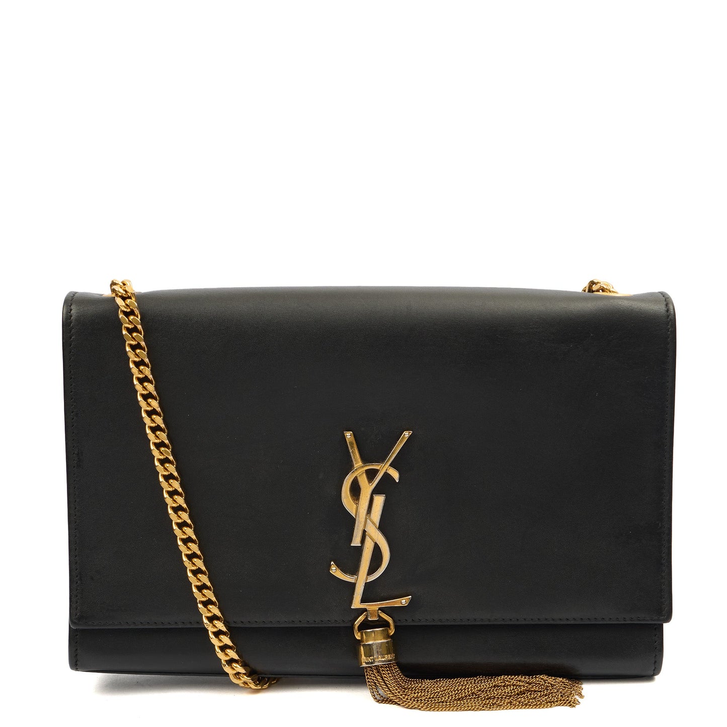 Saint Laurent Cross Body Kate Medium Tassle in Black, Calfskin Leather — Front View