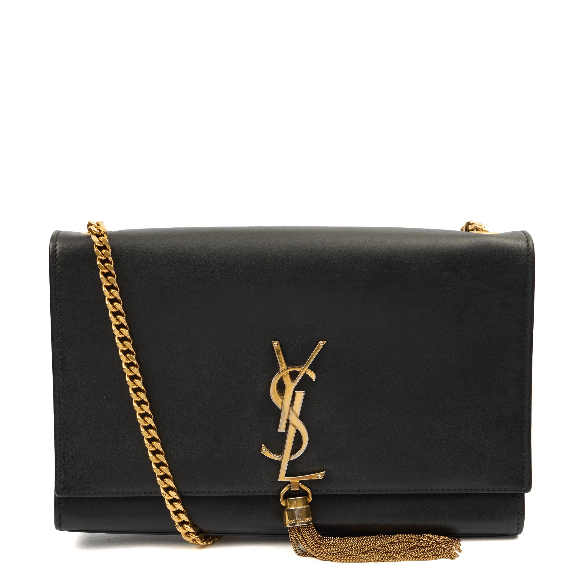 Saint Laurent Cross Body Kate Medium Tassle in Black, Calfskin Leather — Front View