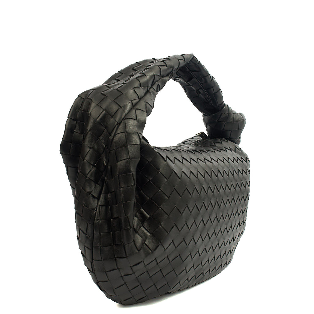 Bottega Veneta Shoulder Bag Jodie - Teen in Black, Intrecciato Nappa — Back View