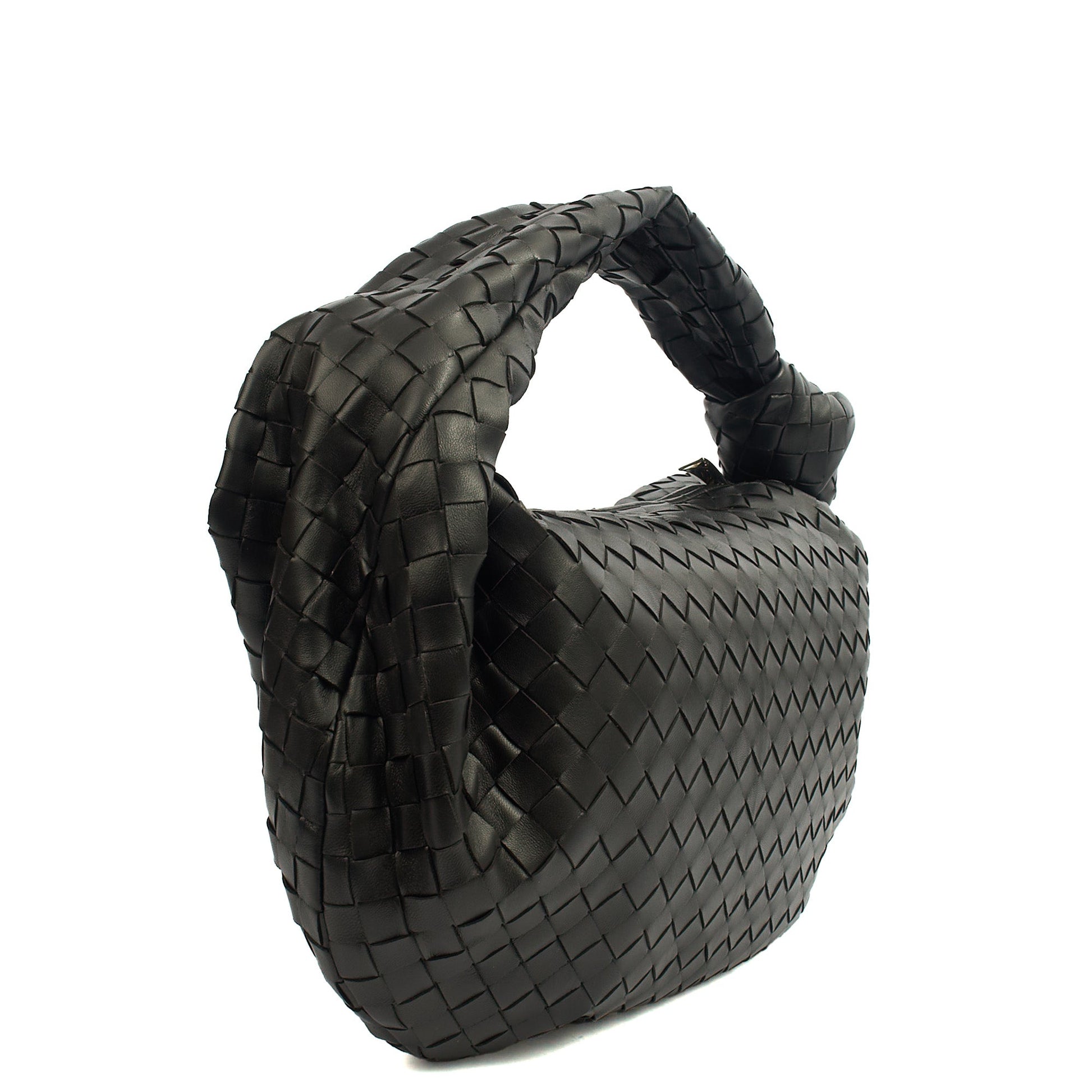Bottega Veneta Shoulder Bag Jodie - Teen in Black, Intrecciato Nappa — Back View