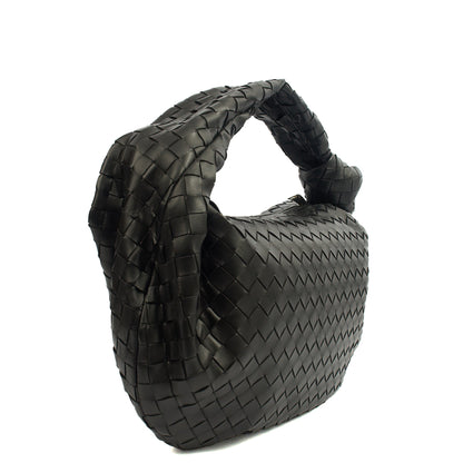 Bottega Veneta Shoulder Bag Jodie - Teen in Black, Intrecciato Nappa — Back View