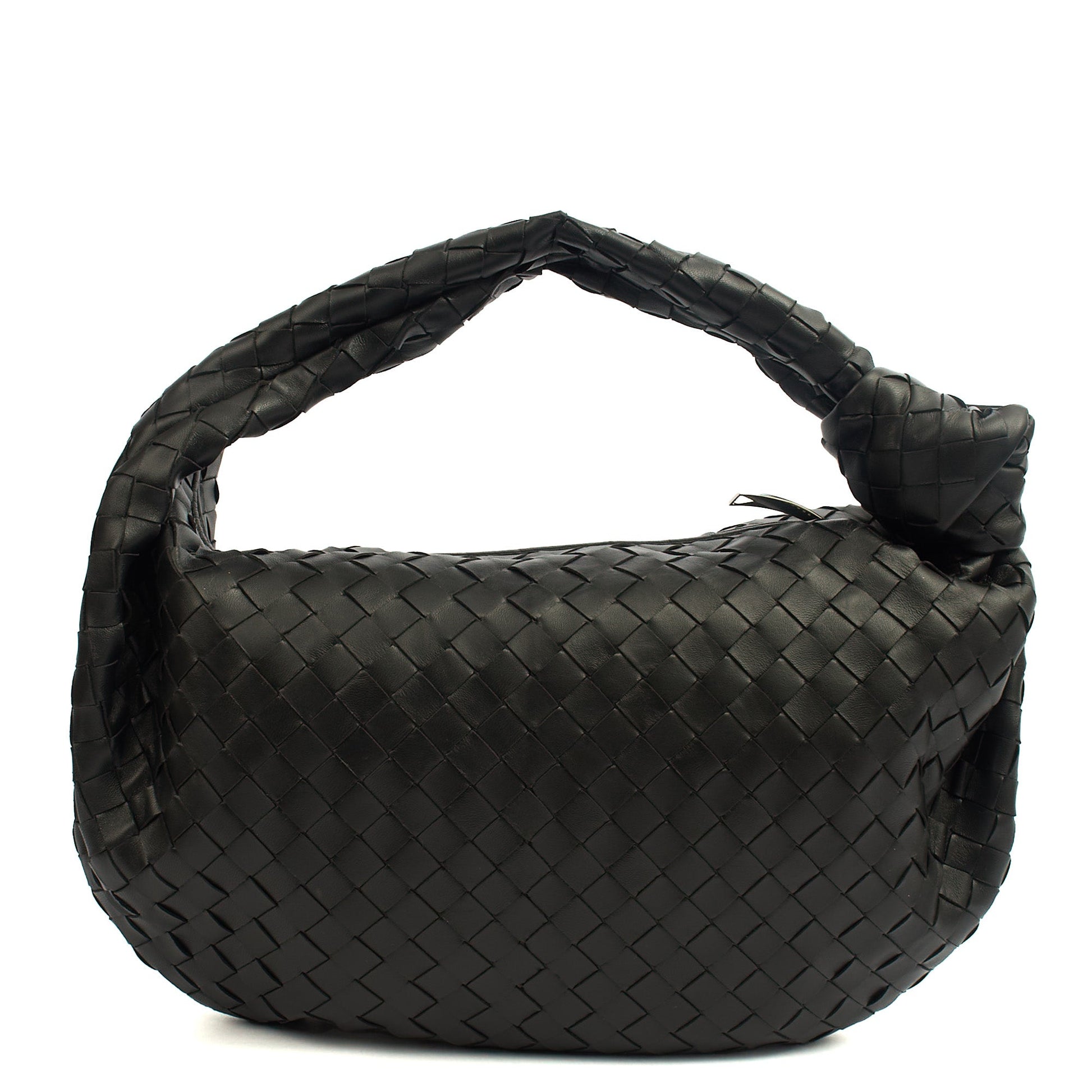 Bottega Veneta Shoulder Bag Jodie - Teen in Black, Intrecciato Nappa — Top View