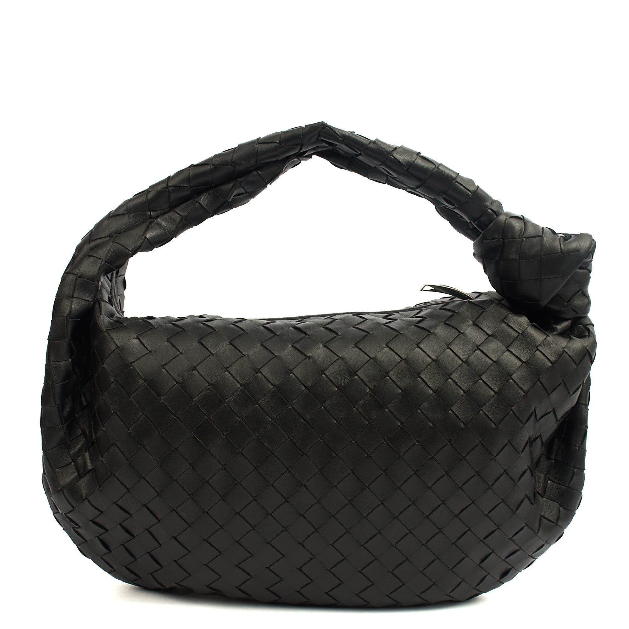 Bottega Veneta Shoulder Bag Jodie - Teen in Black, Intrecciato Nappa — Top View