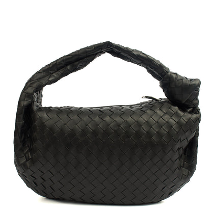 Bottega Veneta Shoulder Bag Jodie - Teen in Black, Intrecciato Nappa — Top View