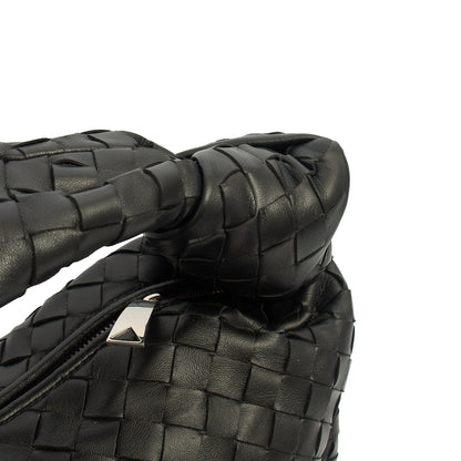 Bottega Veneta Shoulder Bag Jodie - Teen in Black, Intrecciato Nappa — Lifestyle View
