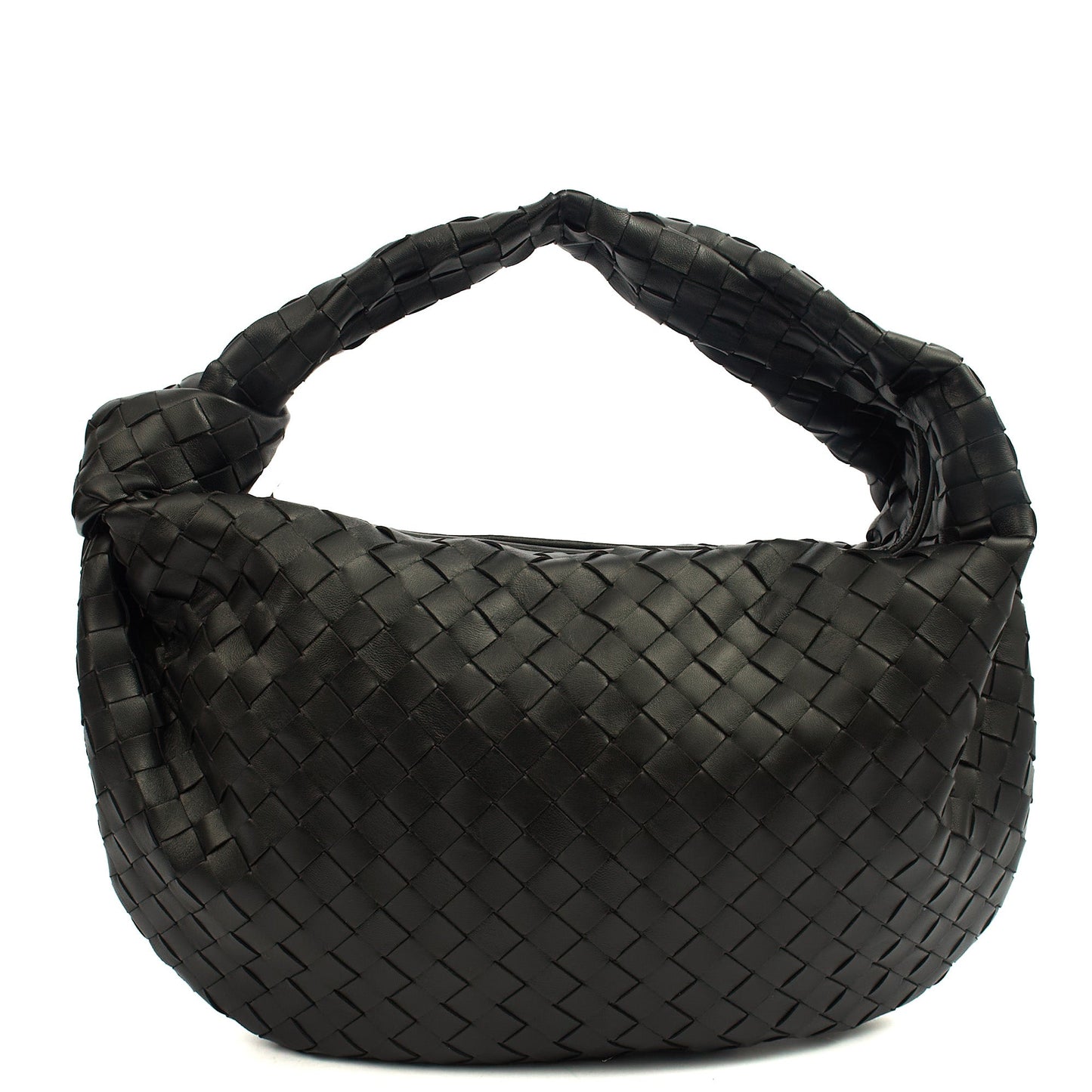 Bottega Veneta Shoulder Bag Jodie - Teen in Black, Intrecciato Nappa — Front View