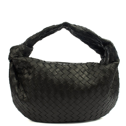 Bottega Veneta Shoulder Bag Jodie - Teen in Black, Intrecciato Nappa — Front View