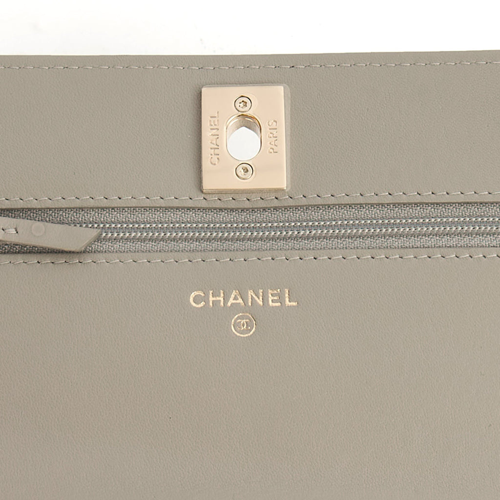 Chanel Cross Body Chanel Trendy Wallet On Chain in Grey, Lambskin Leather — Alternate View 36