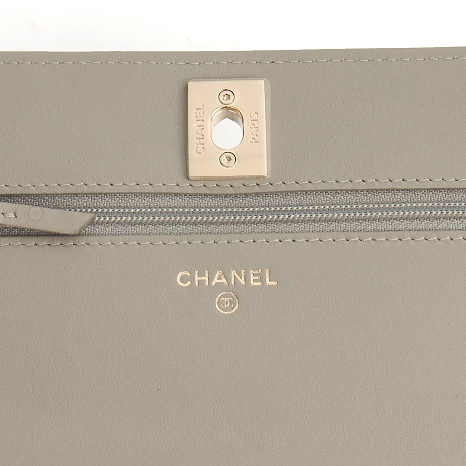 Chanel Cross Body Chanel Trendy Wallet On Chain in Grey, Lambskin Leather — Alternate View 36