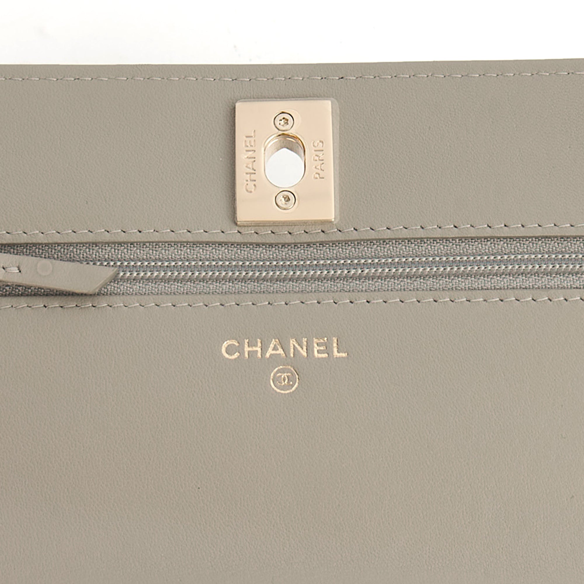 Chanel Cross Body Chanel Trendy Wallet On Chain in Grey, Lambskin Leather — Alternate View 36