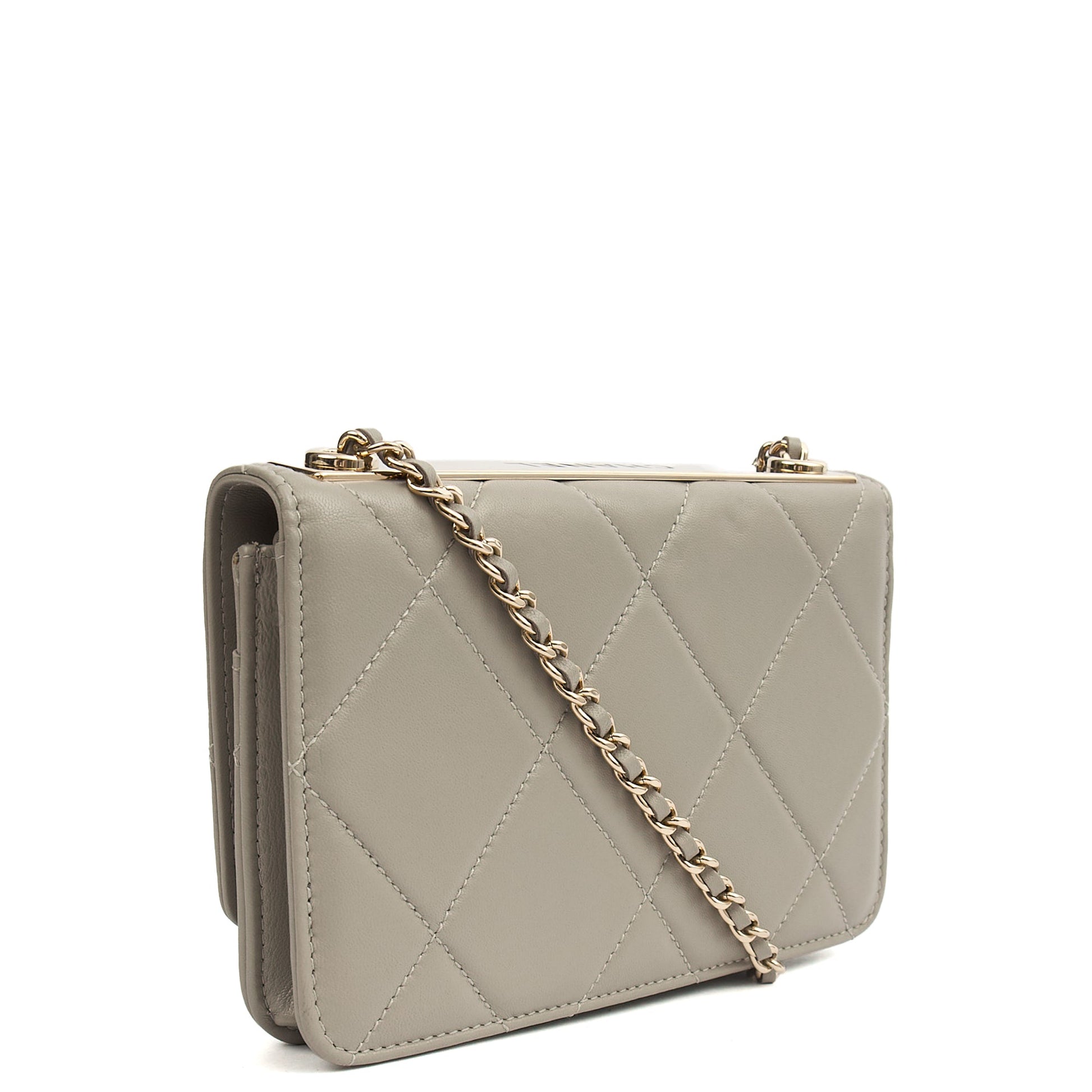 Chanel Cross Body Chanel Trendy Wallet On Chain in Grey, Lambskin Leather — Alternate View 28