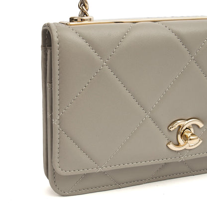 Chanel Cross Body Chanel Trendy Wallet On Chain in Grey, Lambskin Leather — Alternate View 32
