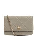 Chanel Cross Body Chanel Trendy Wallet On Chain in Grey, Lambskin Leather — Front View