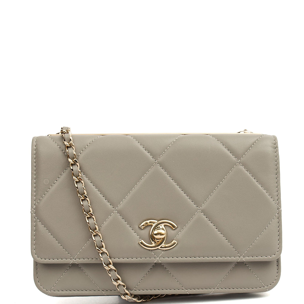 Chanel Cross Body Chanel Trendy Wallet On Chain in Grey, Lambskin Leather — Alternate View 14