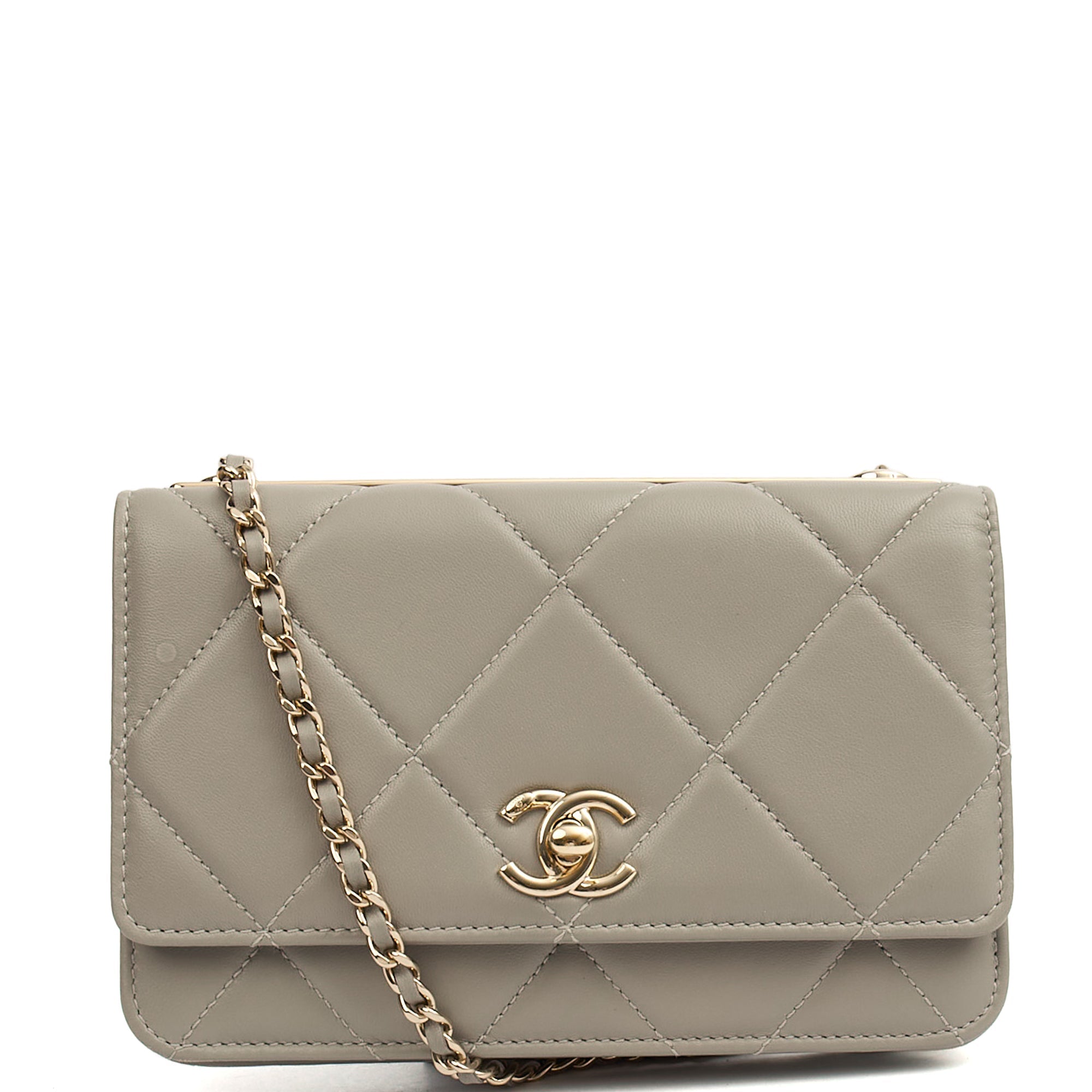 Chanel Cross Body Chanel Trendy Wallet On Chain in Grey, Lambskin Leather — Alternate View 26
