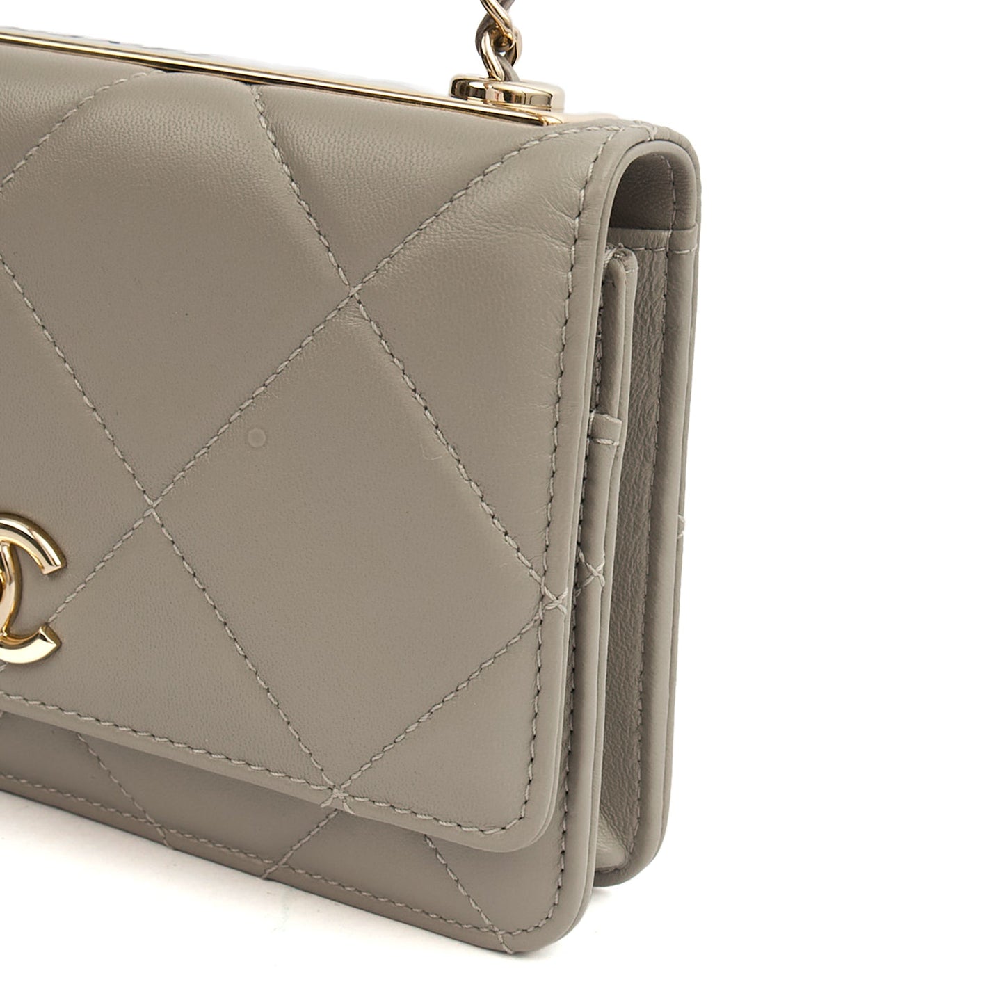 Chanel Cross Body Chanel Trendy Wallet On Chain in Grey, Lambskin Leather — Alternate View 10