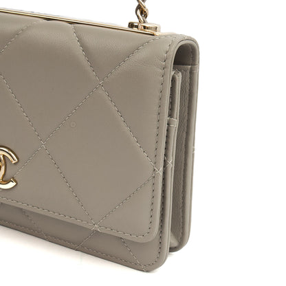 Chanel Cross Body Chanel Trendy Wallet On Chain in Grey, Lambskin Leather — Alternate View 10