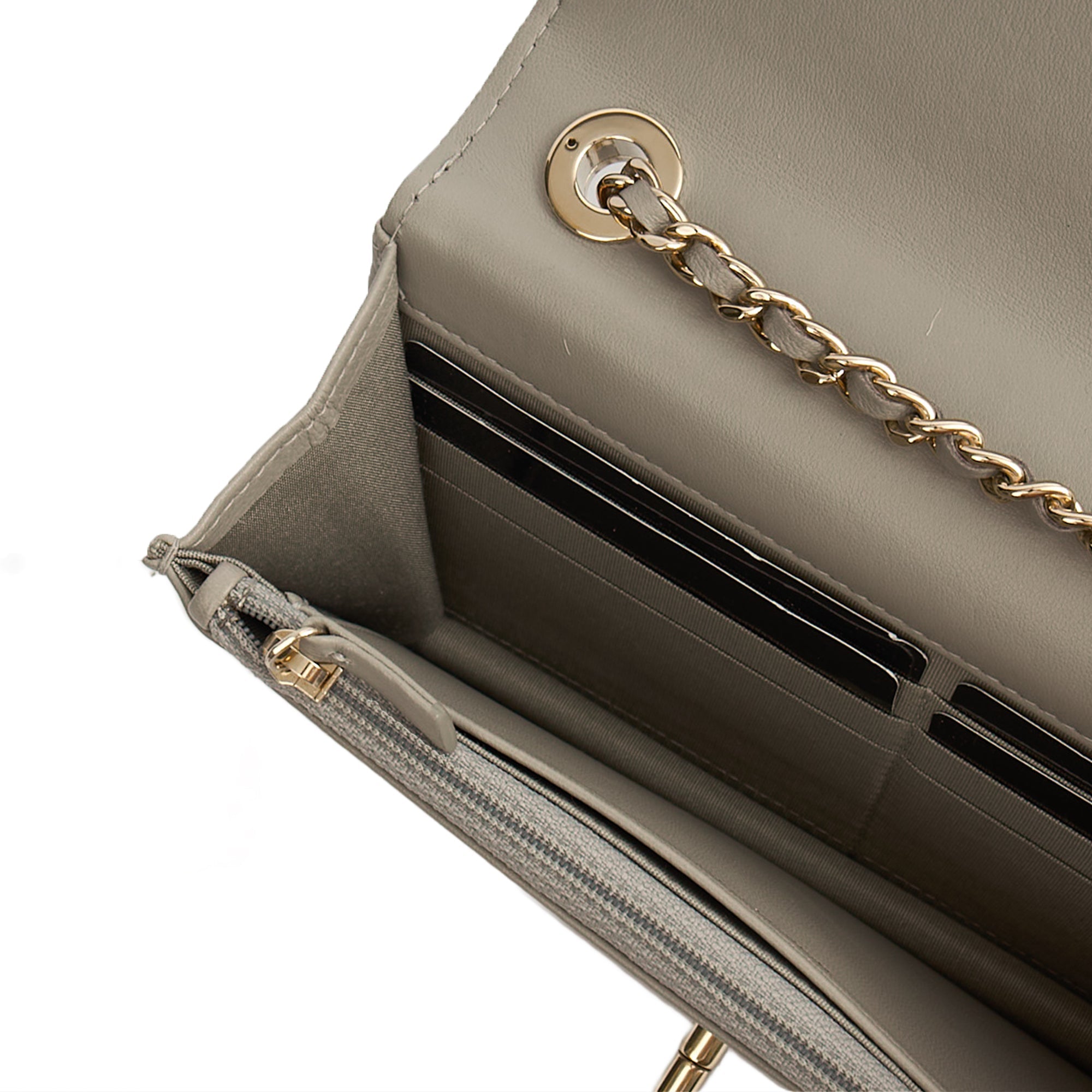 Chanel Cross Body Chanel Trendy Wallet On Chain in Grey, Lambskin Leather — Alternate View 37